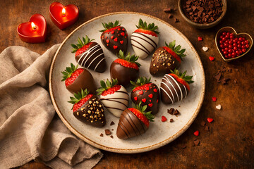 Valentine's Day: Sweet Strawberries and a Linen Napkin.