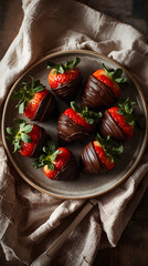 Valentine's Day: Sweet Strawberries and a Linen Napkin.