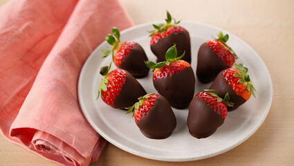 Valentine's Day: Sweet Strawberries and a Linen Napkin.