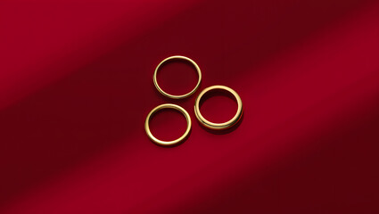 Premium Jewelry Collection: Gold Rings on Red Velvet.