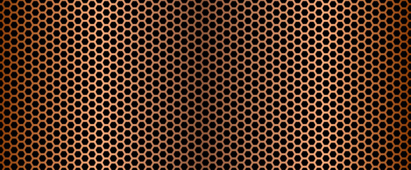 Metallic copper or bronze gradient speaker grille or metal grill mesh vector background © Anastasiia