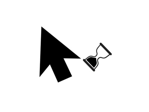 Mouse cursor and hourglass icon animation on white background