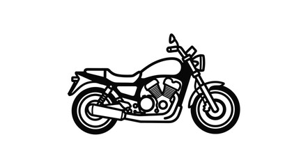 Obraz premium Simple black and white illustration of a classic motorcycle side view