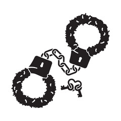 Furry handcuffs and keys vector icon