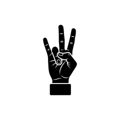 Fototapeta premium Hand Gesture Icon Showing Three Raised Fingers