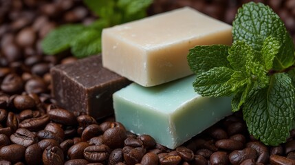 Delicious and refreshing mint chocolates placed on coffee beans, perfect for indulgence and gourmet treats.