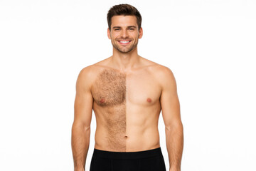 a male torso showing hair removal results