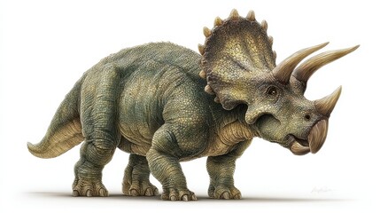 Obraz premium Triceratops horridus isolated on white background â€” detailed digital illustration
