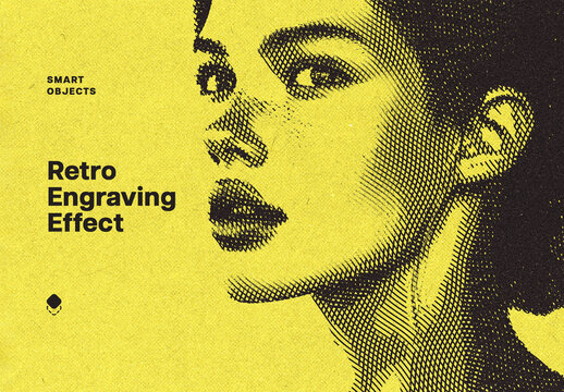Retro Engraving Photo Effect Mockup