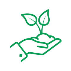 Hand holding growing plant