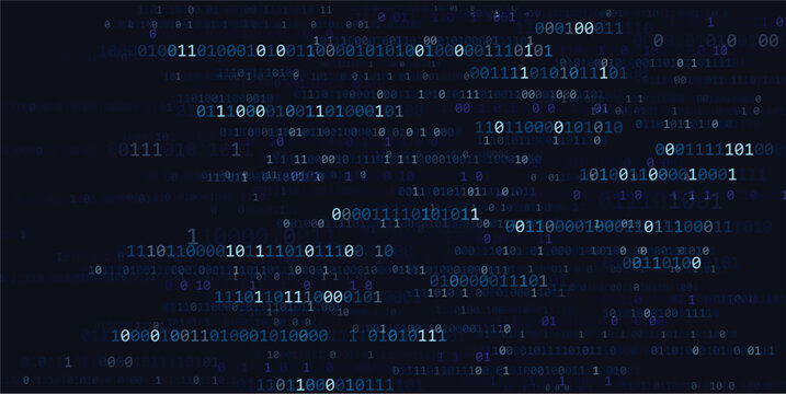 Matrix binary code background with data stream and neon glow for cybersecurity, network technology futuristic digital wallpaper. Abstract encryption algorithms, AI concept blue grid vector texture