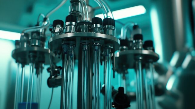 HPLC System with Interconnected Tubes Performing Analysis in a Lab