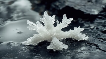 Delicate crystalline salt structures forming a natural abstract snowflake shape with sharp geometric edges