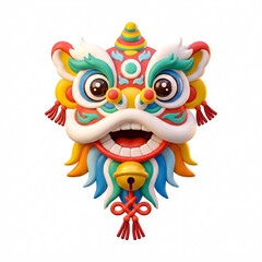 3D Cartoon Chinese Lion Dance Head Colorful Traditional Festival