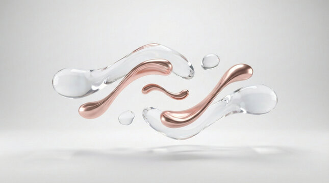 Formes fluides abstraites m&eacute;tal liquide et verre