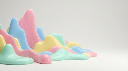 Colorful abstract shapes, smooth texture, pastel hues.