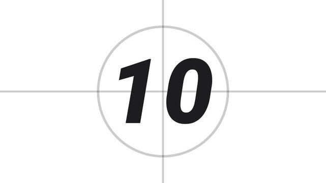 Cinematic 15 Second Film Countdown in Black on White Background