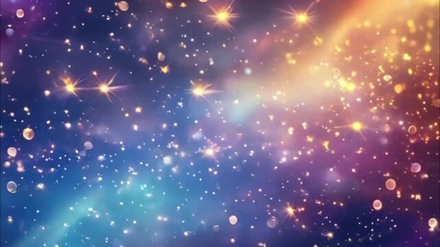 Starfall in sky, bright meteorites glow in atmosphere