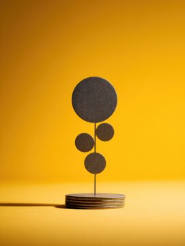 Minimal savings concept, coin reduced to circle growing larger, symbolic composition