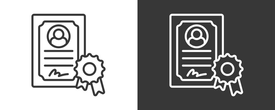 Certificate Icon Set Vector Collection Isolated In Black And White
