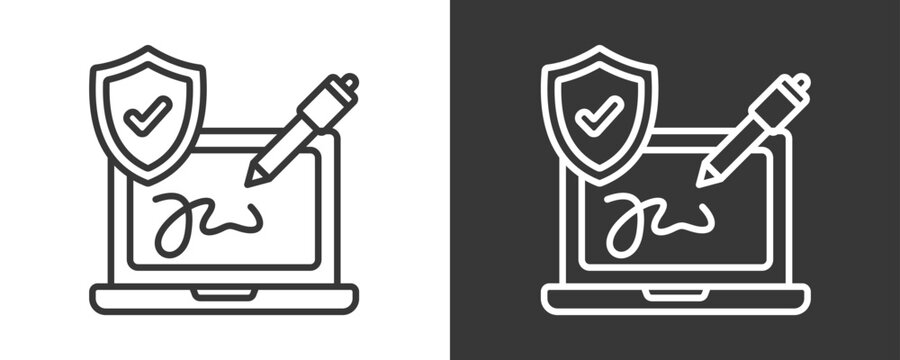 Digital Signature Icon Set Vector Collection Isolated In Black And White