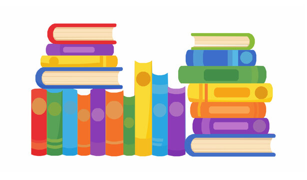 Cute colorful book collection vector set with smiling cartoon books for kids decor