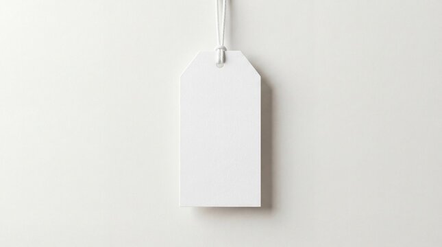 Blank white gift tag with string on clean background