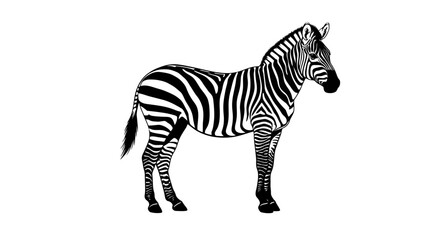 Fototapeta premium A vector illustration of a zebra standing alone on a plain white background viewed from the side