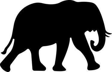 Fototapeta premium Elephant Animal Black Flat Style Vector Icon, Wildlife Mammal Symbol and Nature Safari Outline Graphic Group Featuring Elephant, Pachyderm and Jumbo