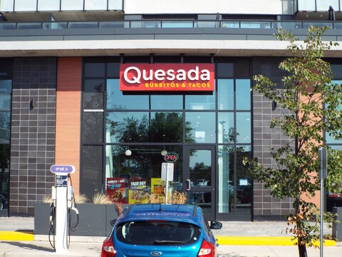 Ottawa, ON, Canada-July 10,2025:"Modern Quesada Burritos & Tacos" storefront at 964 Smyth Rd unit 3.
