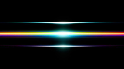 Fototapeta premium 虹色に輝く水平レンズフレア・光のスペクトルと輝きを放つ抽象背景
