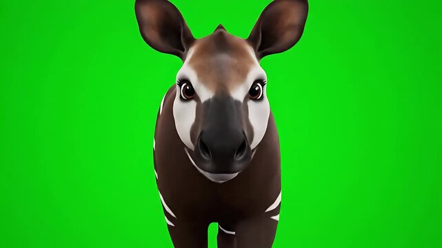Okapi Standing and Looking at Camera.