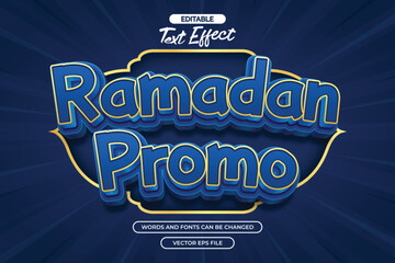 Ramadan promo editable text effect with blue background
