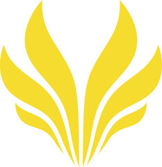 Fototapeta premium Abstract yellow phoenix wings or flame symbol icon. Modern design element for energy, power, growth concept. Vector illustration