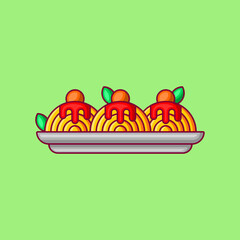 Spaghetti Vector Icon Illustration On Isolated Background.
