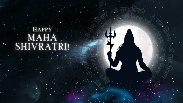 Happy Shivratri Blue and White Illustrated India Greeting Video