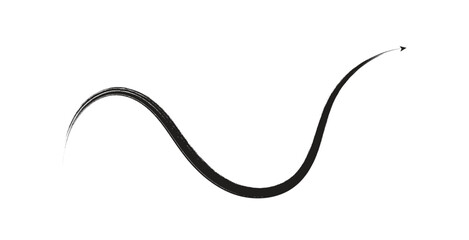 Black Wavy Arrow, Hand-Drawn Elegant Swoosh on Transparent Background