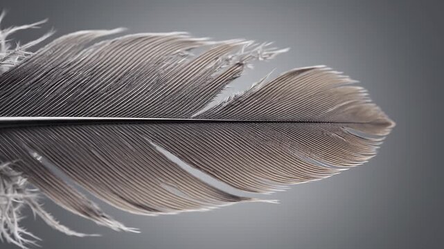 Elegant Feather Detailed Texture Showing Fine Barbs and Downy Barbules on Dark Gray Background Stock Photo