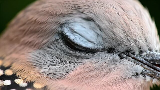 Eurasian Jay Eye Close Up Macro Detailed Feathers Plumage Bird Head Wildlife Brown Iris Sharp Focus Outdoors with