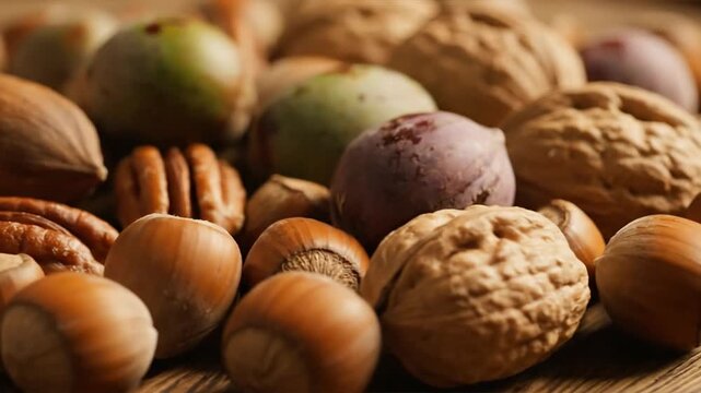 Close up of assorted nuts showcasing natural textures and details