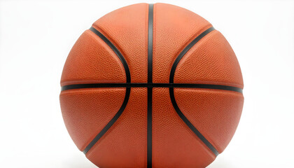 Obraz premium Close-up studio shot of a textured orange basketball with black seams against a white background