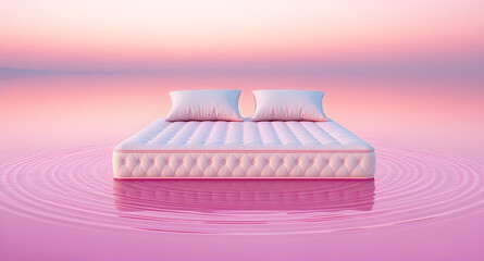 Minimal pastel pink romantic bed with soft water ripples valentine aesthetic
