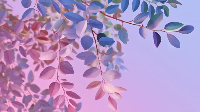 Delicate leaves swaying gently in soft pastel light