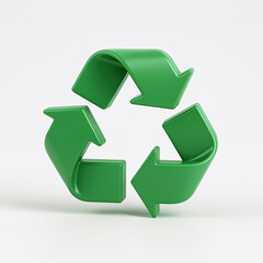 Fototapeta premium A green recycling symbol with three arrows in a circular formation, representing the cycle of recycling and sustainability in a minimalist style.
