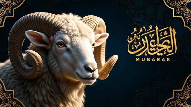 Close up of ram with majestic horns against dark background