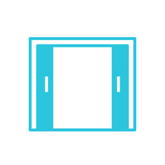Sliding door icon. Isolated on white background. Blue icon