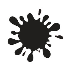 Black ink splash vector illustration isolated on white background. Abstract paint splatter shape for grunge design, art texture, logo element, creative background