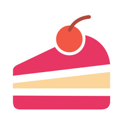 Cake Slice Logo with Cherry, Bakery and Dessert Brand Symbol