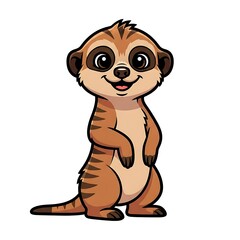 Obraz premium Cartoon Meerkat Standing on Hind Legs Smiling.