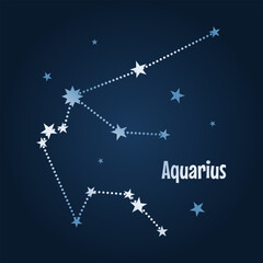 Aquarius zodiac star constellation in the night sky. Vector illustration